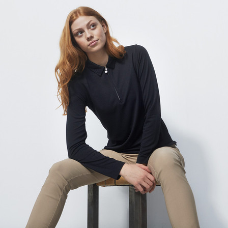 Daily Sports Black Long Sleeve Woman's Polo Shirt