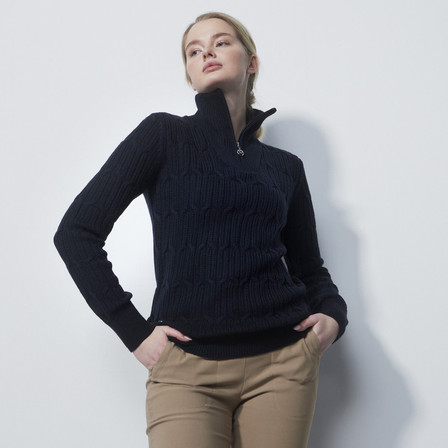 Daily Sports Cable Knit Woman's Golf Pullover - Black