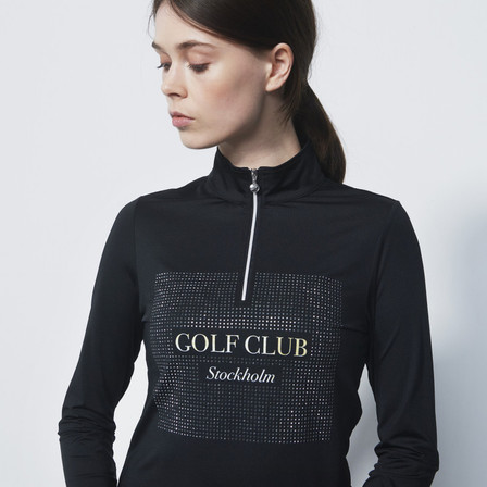 Daily Sports Golf Club Long Sleeve Half Neck Top - Black