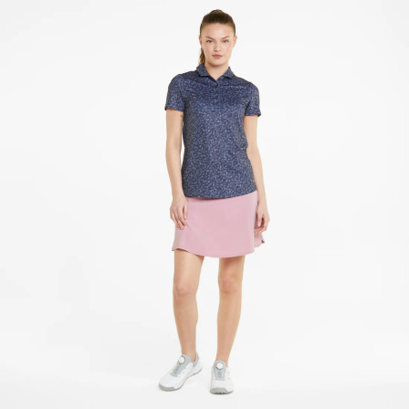 Puma Women's Mattr Fancy Plants Short Sleeve Golf Polo - Navy Blazer / Pale Grape