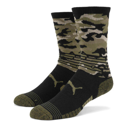 Puma Women's Tech Crew  Golf Socks - Puma Black / Green Moss