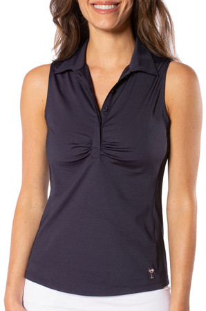 Golftini Sleeveless Ruched Polo - Navy