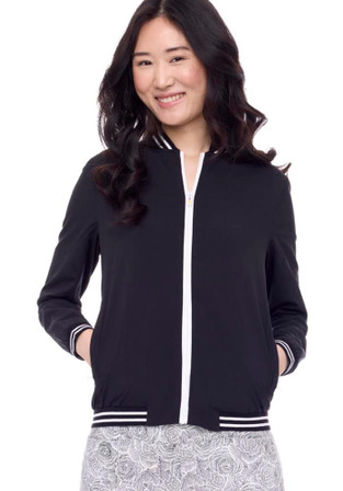 Swing Control Cloud Bomber Women's Golf Jacket - Black