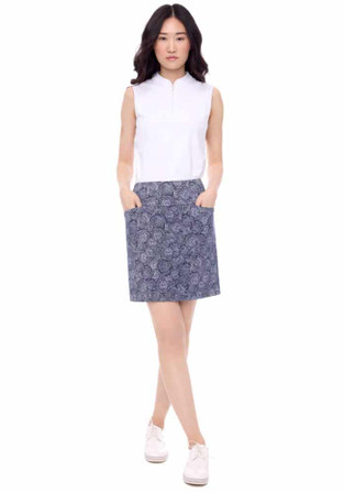 Swing Control Roses Golf Skort - Navy/White