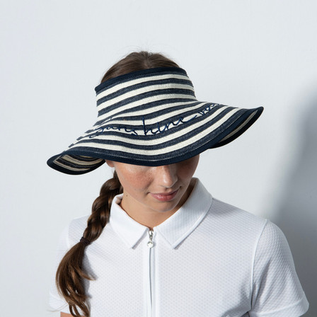 Daily Sports Laconi White Straw Visor - Dark Navy 