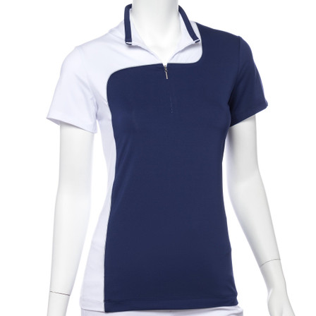 EP Pro NY Short Sleeve Color Block Polo | Womens Golf Top - White/Navy Blue