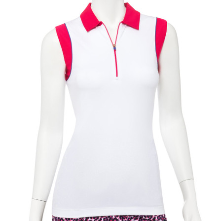 EP Pro NY Sleeveless Contrast Color Block Polo w/ Cut Out Back Detail Women's Golf Polo