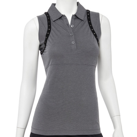 EP Pro NY Sleeveless Faceted Stud Tape Tape Trim Women's Golf Polo