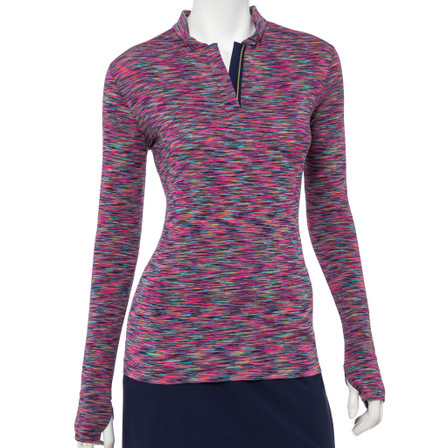 EP Pro NY Long Sleeve Space Dye Zip Mandarin Collar Women's Golf Polo