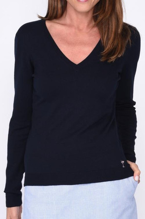 Golftini Long Sleeve V-Neck Golf Sweater Black - FINAL SALE