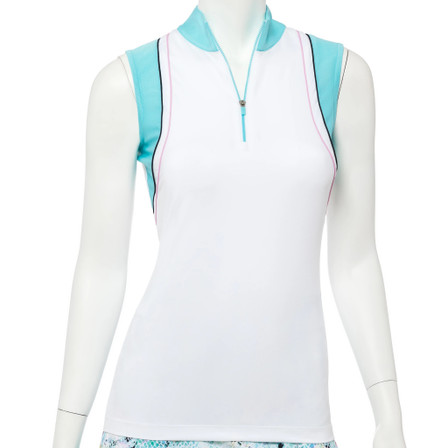 EP Pro Sleeveless Contrast Color Block Women's Golf Shirt With Web Lacing