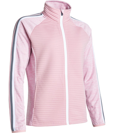 Abacus Sportswear Turnberry 3D Stripe Fullzip Women's Golf Cardigan - Rosebud