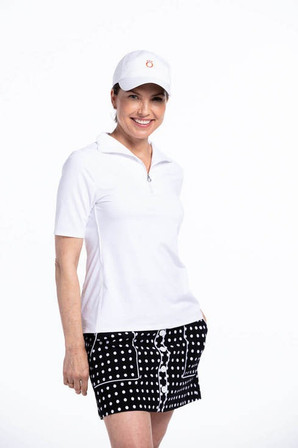 Kinona Sport Keep It Covered Short Sleeve Women's Golf Top - White/White
