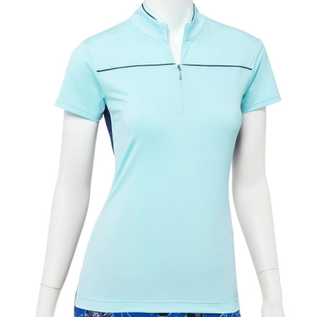 EP Pro NY Cap Sleeve Zip Mock Women's Golf Polo W/Contrast