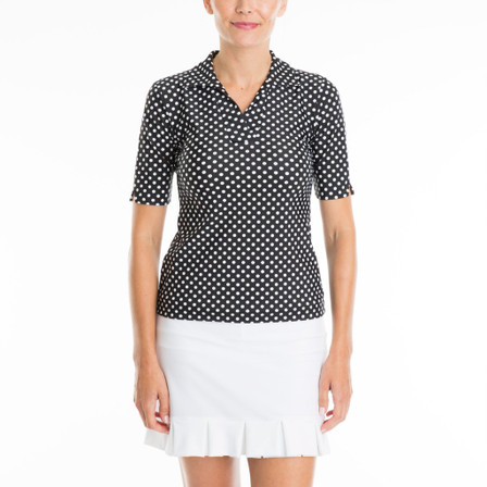 TZU TZU Sport Daisy Women's Golf Top Black Dotty