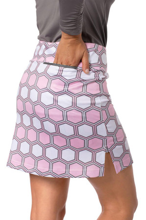 Golftini Light Pink & White Pull-On Stretch Women's Golf Skirt - Strawberry Shortcake