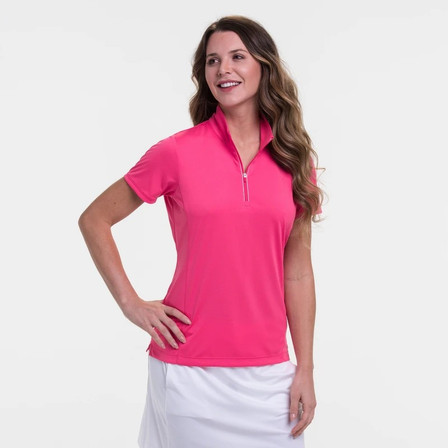 EP Pro NY Short Sleeve Convertible Zip Mock Women's Golf Polo - Fruit Punch