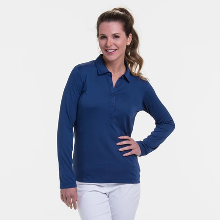 EP Pro NY Long Sleeve Extended Placket Women's Golf Polo - Inky