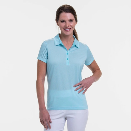 EP Pro NY Short Sleeve Geometric Jacquard Women's Golf  Polo - Fiji Blue Multi