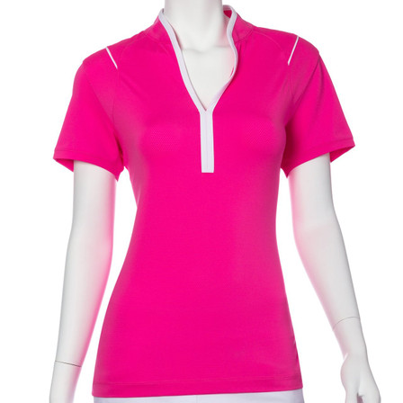 EP Pro NY Short Sleeve Contrast Trim Y Neck Women's Golf Shirt