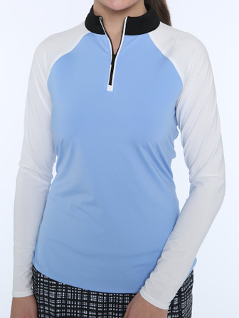 Belyn Key Piped Shade Raglan Women's Golf Shirt -  Periwinkle