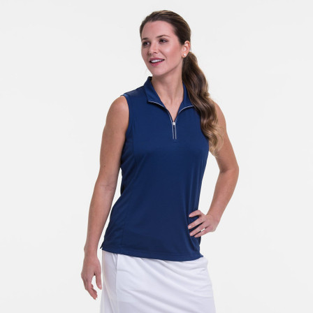 EP Pro NY Sleeveless Convertible Mock Women's Golf Polo - Inky