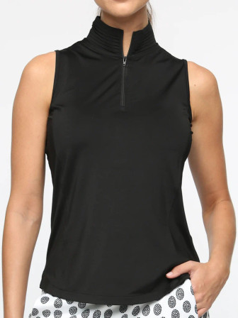 Belyn Key Bk Mock Sleeveless Women's Golf Shirt - Onyx