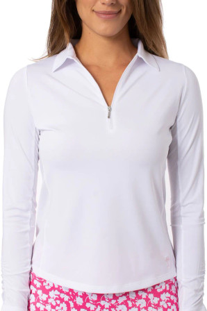 Golftini Long Sleeve Zip Women's Polo - Black