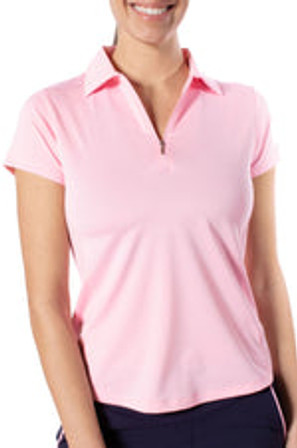 Golftini Short Sleeve Zip Women's Polo - Light Pink