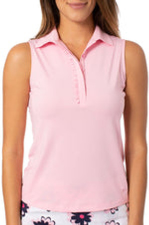 Golftini Sleeveless Ruffle Women's Polo - Light Pink