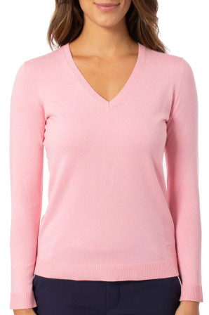 Golftini Stretch V-Neck Women's Sweater - Light Pink