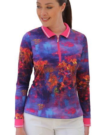 Famara Long Sleeve Golf Shirt - Flamenco