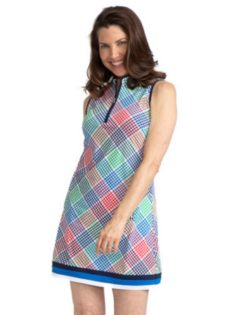 Kinona Zip It and Rip It Sleeveless Golf Dress - Vacation Plaid