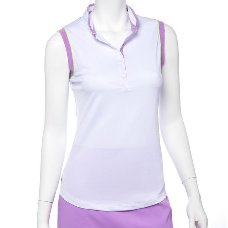 EP Pro Club Med Sleeveless Mesh Blocked Contrast Trim - White