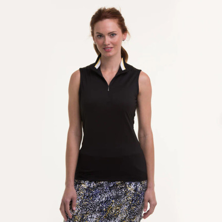 EP Pro NY Sleeveless Convertible Collar Women's Golf Polo - Black Multi