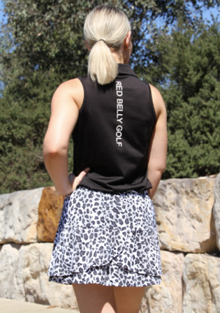 Red Belly Active Women's Golf Clothes | Ruffle Golf Skort - Leopard