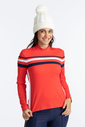 Kinona Winter Rules Longsleeve Women Golf Top - Tomato Red