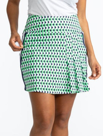 Kinona Party Pleat Women Golf Skort - Chevron Kelly Green