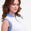 EPNY Sleeveless Mandarin Women's Golf Collar Zip Polo - White Multi