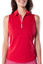 Golftini Sleeveless Zip Contrast Polo - Red/light Pink