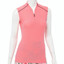 EP Pro NY Sleeveless Fagotting Trim Zip Mandarin Collar Women's Golf Polo - Coral Reef Multi