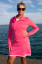 GolftiniContrast Quarter Zip Women's Pullover - Hot Pink/White