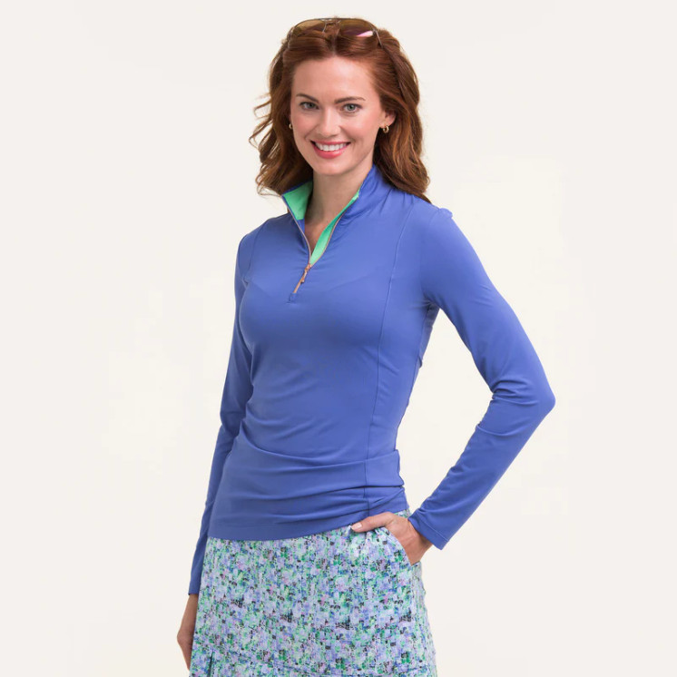 EP Pro Long Sleeve Zip Mock W/ Ruffle Tm Women's Golf Polo - Complemint