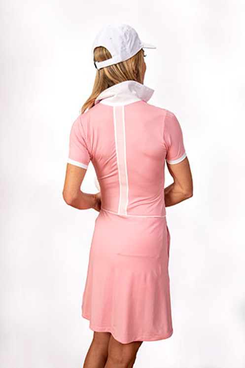 Scratch 70 Sheila Short Sleeve Golf Dress - Coral & White - Size S - FINAL SALE