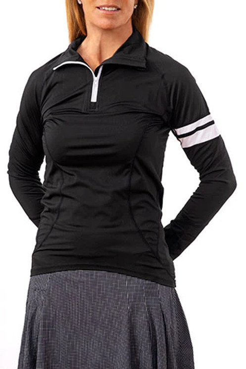 Scratch Seventy Lindsay Women's Golf  Long Sleeve - Black With White Stripes