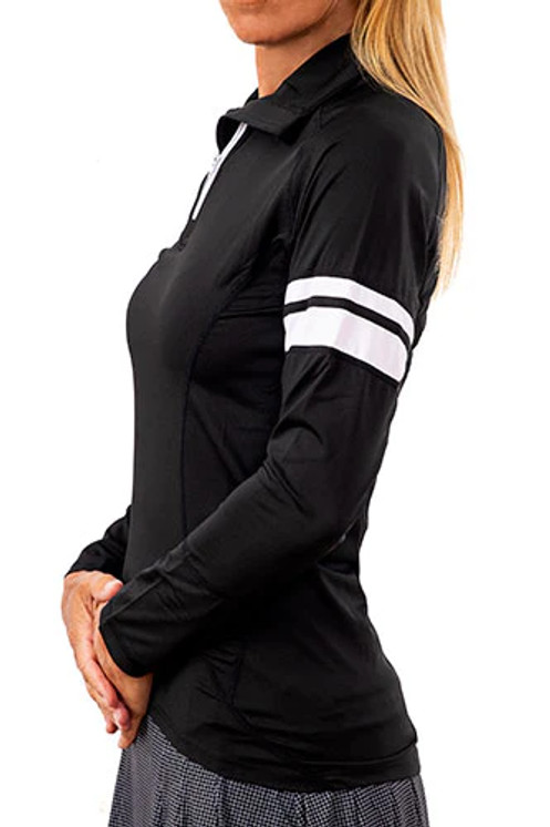 Scratch Seventy Lindsay Women's Golf  Long Sleeve - Black With White Stripes