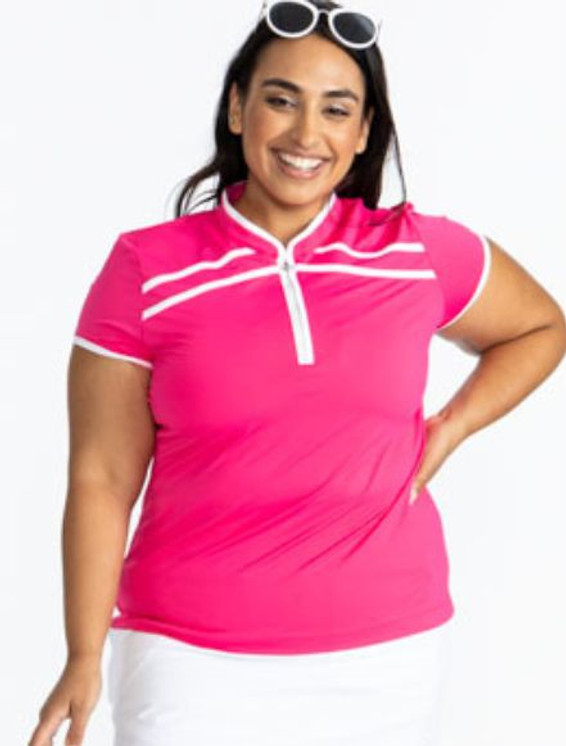 Kinona Gimme Putt Shortsleeve Woman Golf Top - Preppy Pink