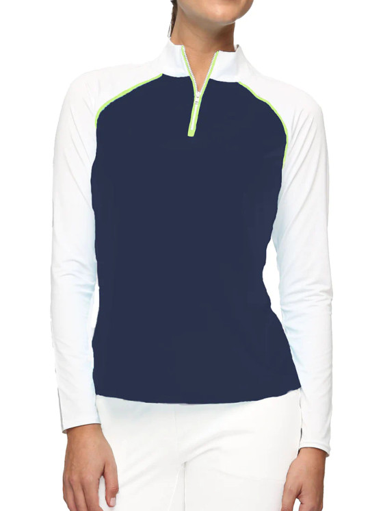 Belyn Key Lajolla Women's Golf Jacket - Chalk/ink/neon Green