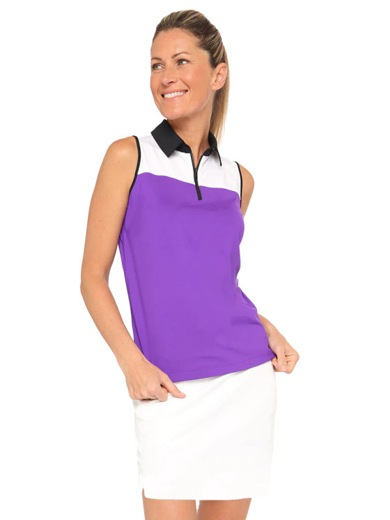 Belyn Key Panther Sleeeveless Women's Golf Shirt - Orchid/chalk/onyx