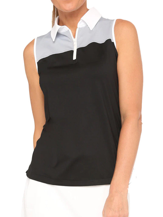 Belyn Key Panther Sleeeveless Women's Golf Shirt - Onyx/dove/chalk